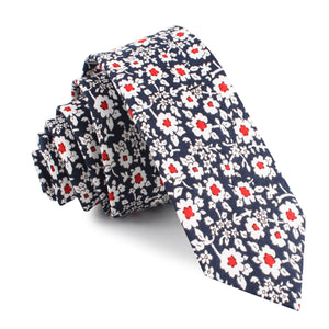 New York Navy Floral Skinny Tie