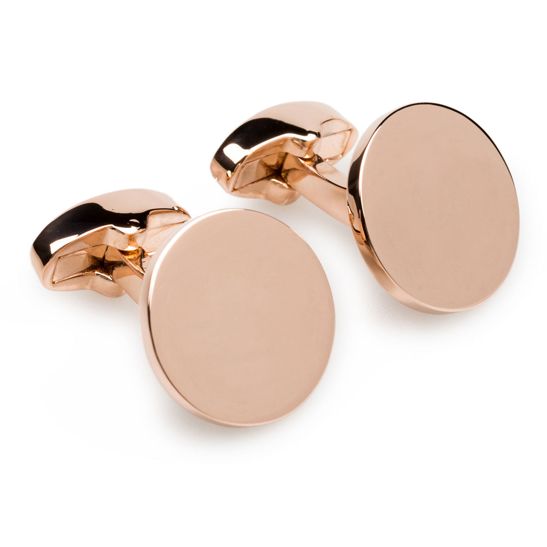 New York Rose Gold Circle Mens Cufflinks