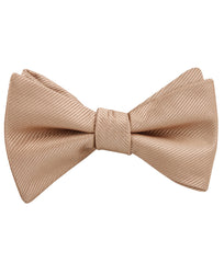 Nude Brown Twill Self Tied Bow Tie