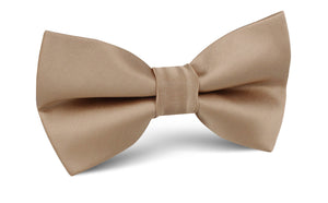 Nude Brown Satin Bow Tie
