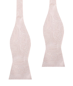 Nude Pink Paisley Self Bow Tie