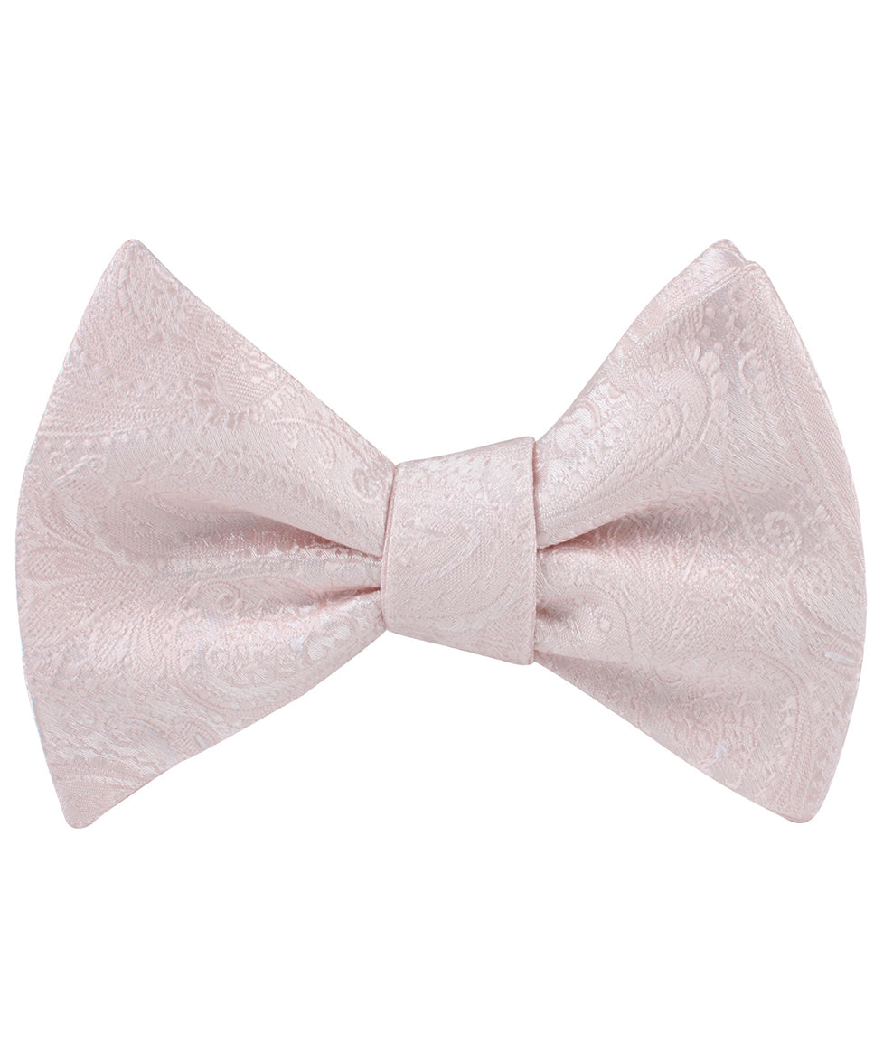 Nude Pink Paisley Self Tie Bow Tie