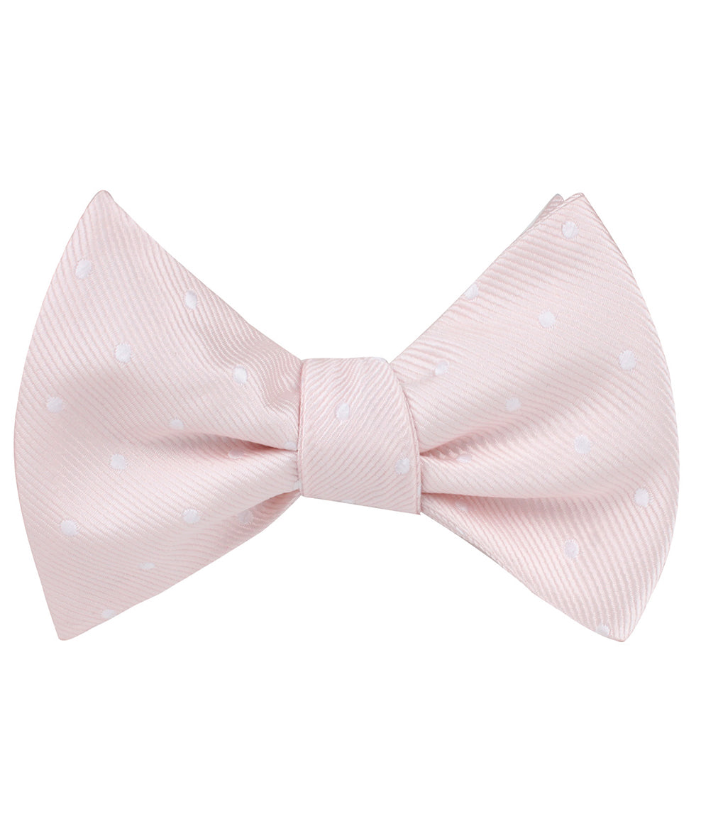 Nude Pink Polka Dots Self Tie Bow Tie