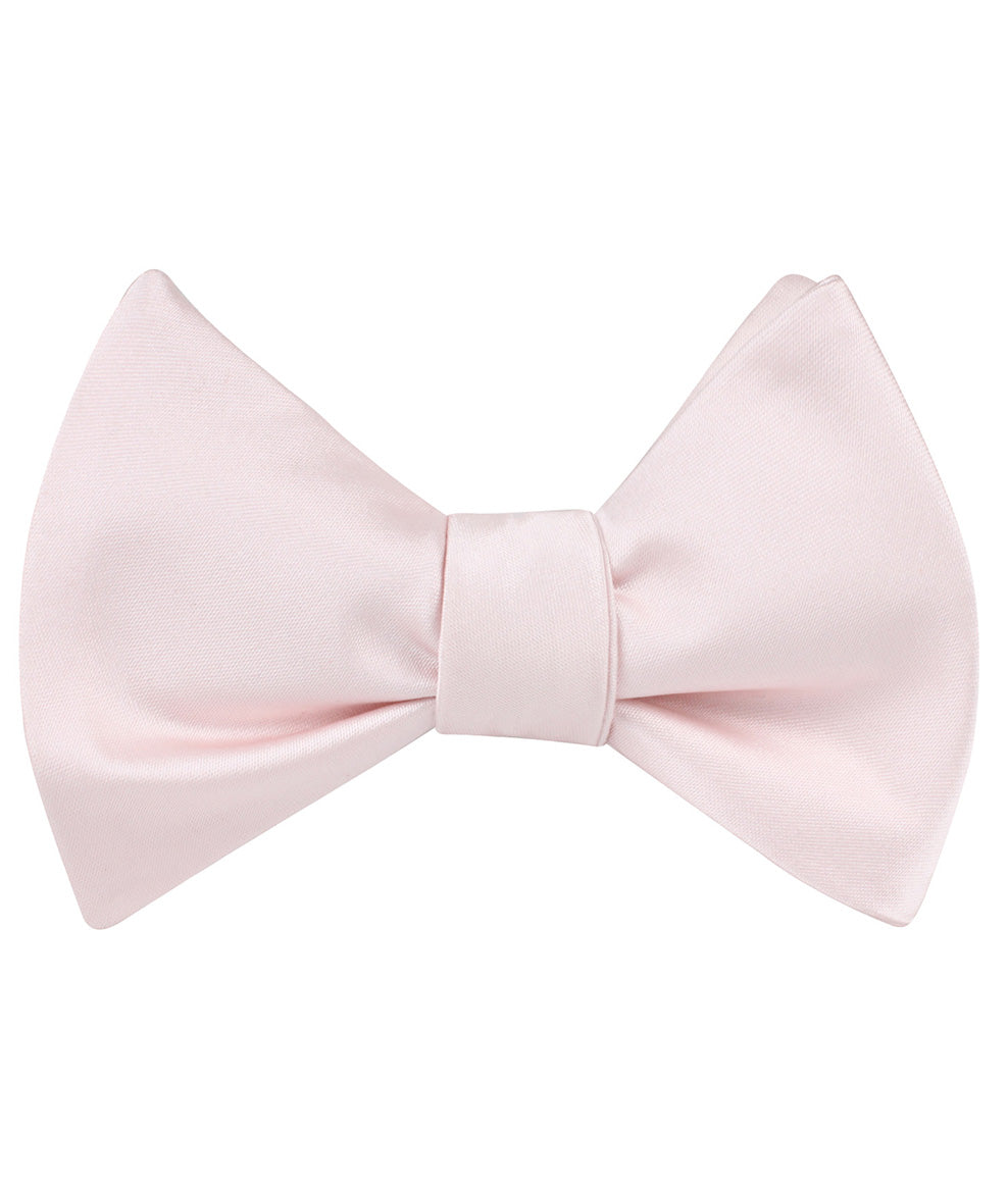 Nude Pink Satin Self Tie Bow Tie