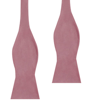 Nude Pink Velvet Self Bow Tie