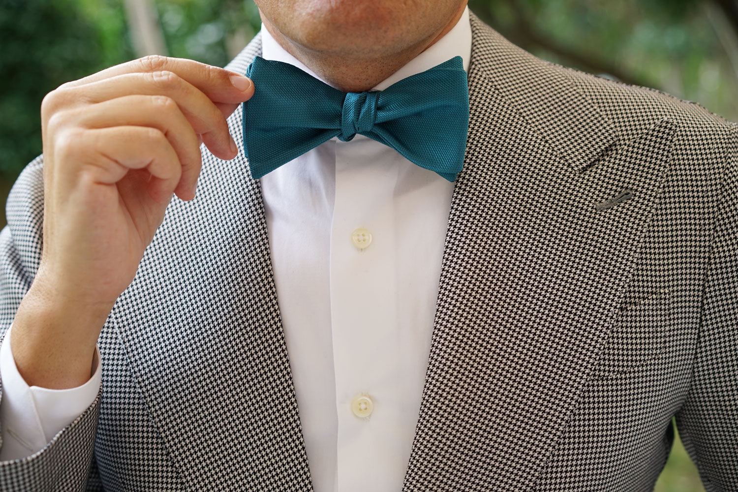 Oasis Blue Weave Self Bow Tie | Wedding Untied Bowties | OTAA