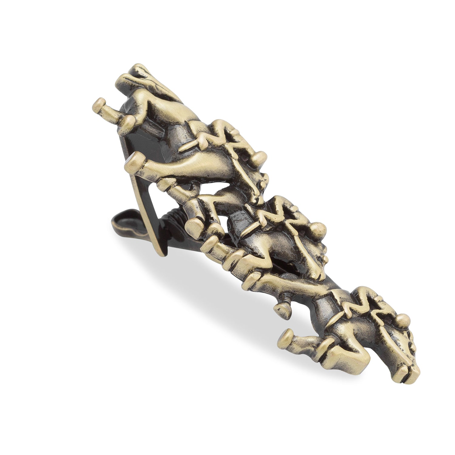 Off to The Races Antique Brass Tie Bar