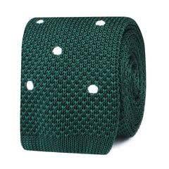 Ohara Green Polka Dot Knitted Tie