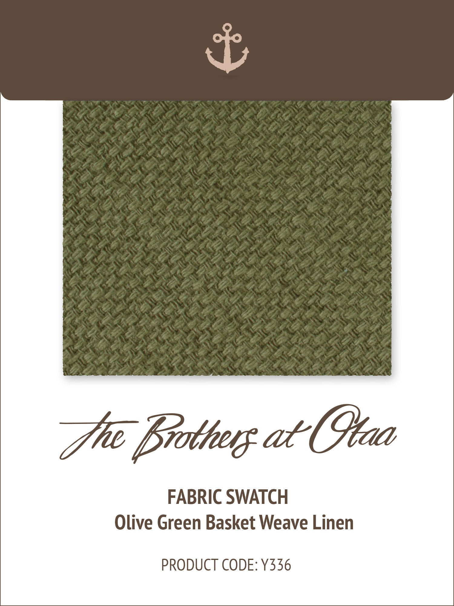 Olive Green Basket Weave Linen Y336 Fabric Swatch