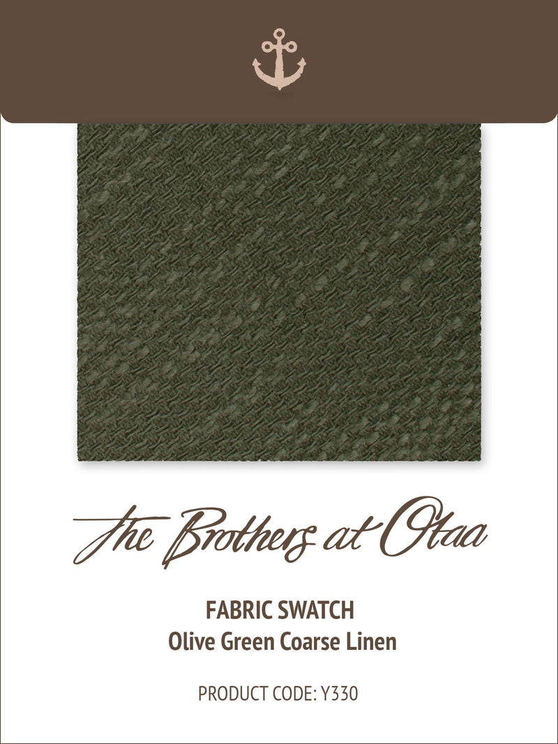 Olive Green Coarse Linen Fabric Swatch | OTAA