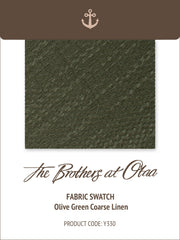 Olive Green Coarse Linen Y330 Fabric Swatch