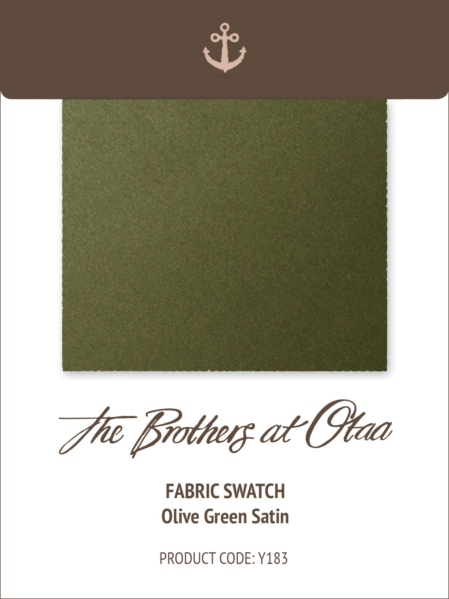 Olive Green Satin Y183 Fabric Swatch