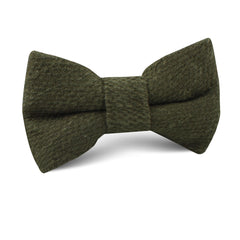 Olive Green Coarse Linen Kids Bow Tie