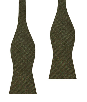Olive Green Coarse Linen Self Bow Tie