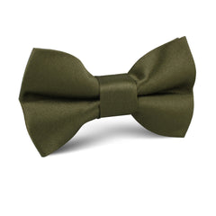Olive Green Satin Kids Bow Tie