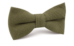 Olive Green Basket Weave Linen Bow Tie