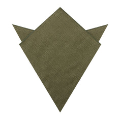 Olive Green Basket Weave Linen Pocket Square