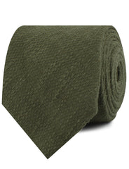 Olive Green Coarse Linen Neckties