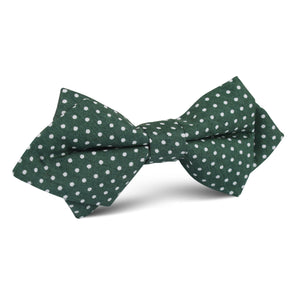 Olive Green Polka Dot Cotton Diamond Bow Tie