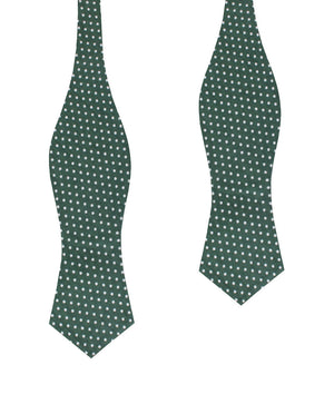 Olive Green Polka Dot Cotton Diamond Self Bow Tie