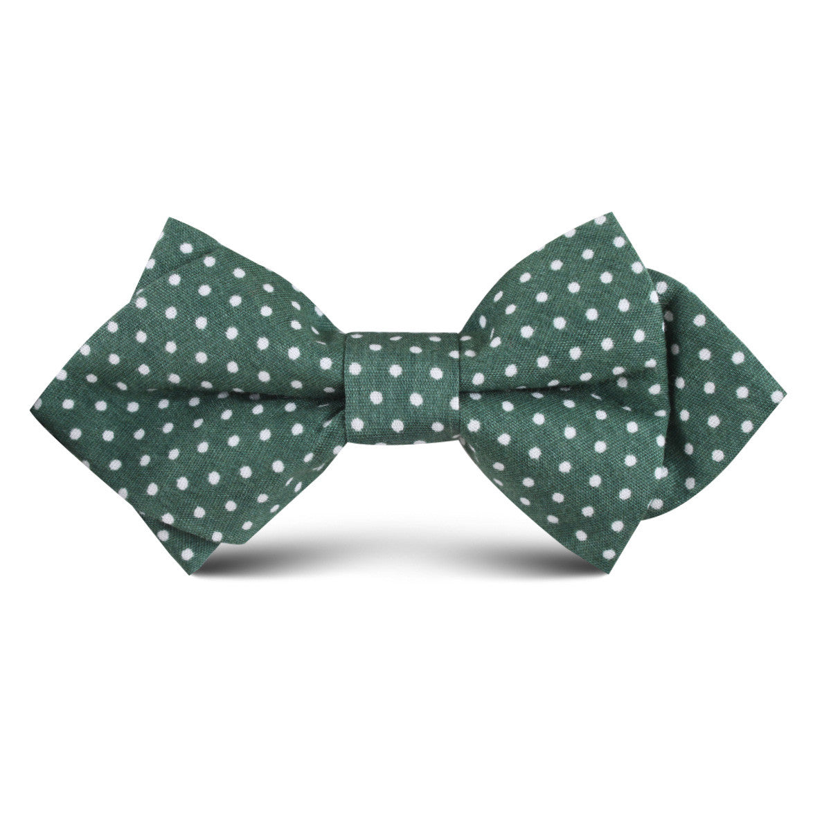 Olive Green Polka Dot Cotton Kids Diamond Bow Tie