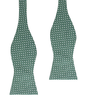 Olive Green Polka Dot Cotton Self Bow Tie