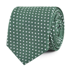 Olive Green Polka Dot Cotton Slim Tie