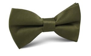 Olive Green Satin Bow Tie
