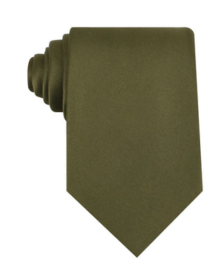 Olive Green Satin Necktie