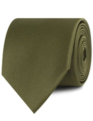 Olive Green Satin Neckties