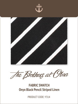 Fabric Swatch (Y314) - Onyx Black Pencil Striped Linen