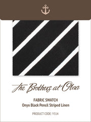 Onyx Black Pencil Striped Linen Y314 Fabric Swatch