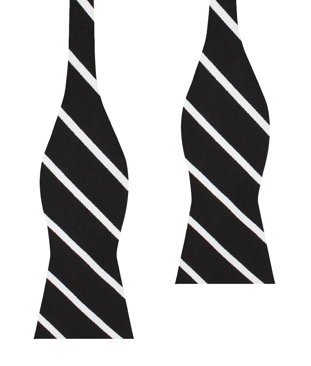 Onyx Black Pencil Striped Linen Self Bow Tie