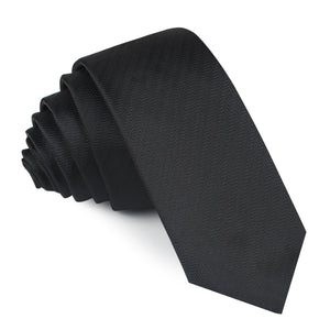 Onyx Black Herringbone Skinny Tie