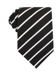 Onyx Black Pencil Striped Linen Necktie
