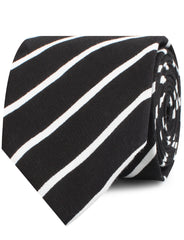 Onyx Black Pencil Striped Linen Neckties