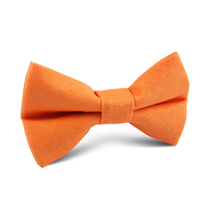 Orange Amber Slub Linen Kids Bow Tie