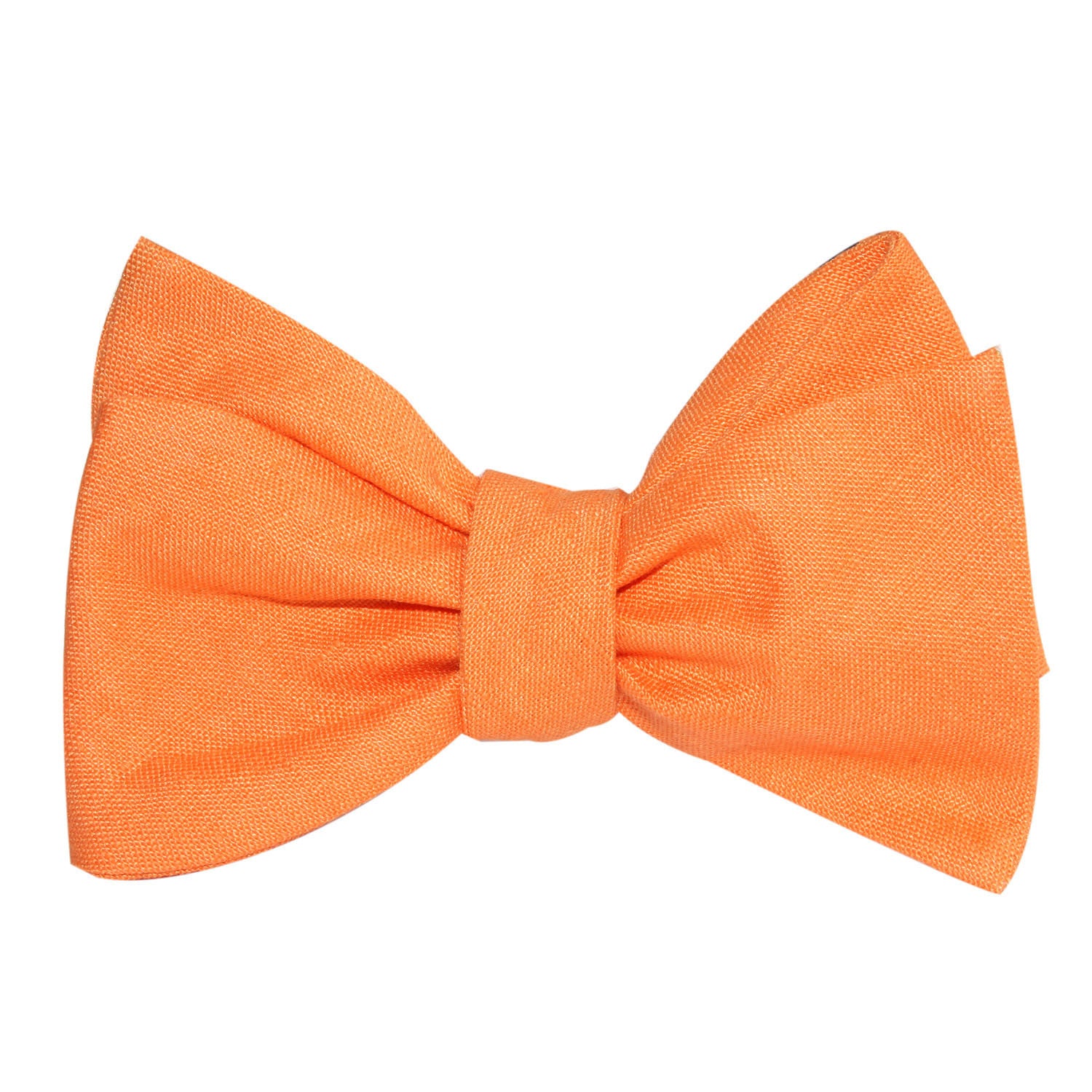 Orange Amber Slub Linen Self Tie Bow Tie 1