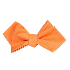 Orange Amber Slub Linen Self Tie Diamond Tip Bow Tie 2