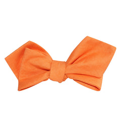 Orange Amber Slub Linen Self Tie Diamond Tip Bow Tie 3
