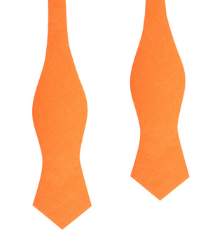 Orange Amber Slub Linen Self Tie Diamond Tip Bow Tie