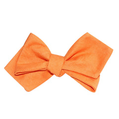 Orange Amber Slub Linen Self Tie Diamond Tip Bow Tie 1