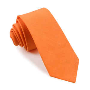 Orange Amber Slub Linen Skinny Tie