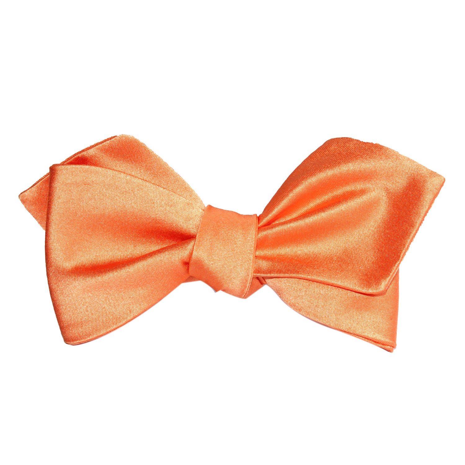 Orange Tangerine Satin Self Tie Diamond Tip Bow Tie 1