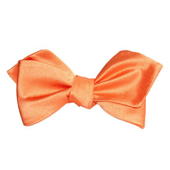 Orange Tangerine Satin Self Tie Diamond Tip Bow Tie 1