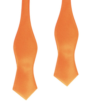 Orange Tangerine Satin Self Tie Diamond Tip Bow Tie