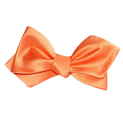 Orange Tangerine Satin Self Tie Diamond Tip Bow Tie 3