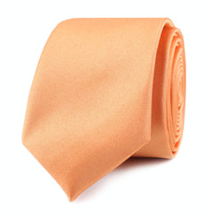 Orange Tangerine Satin Skinny Tie Front Roll
