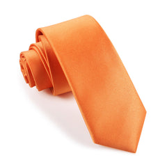 Orange Tangerine Satin Skinny Tie