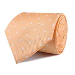Orange with White Polka Dots Necktie Front Roll